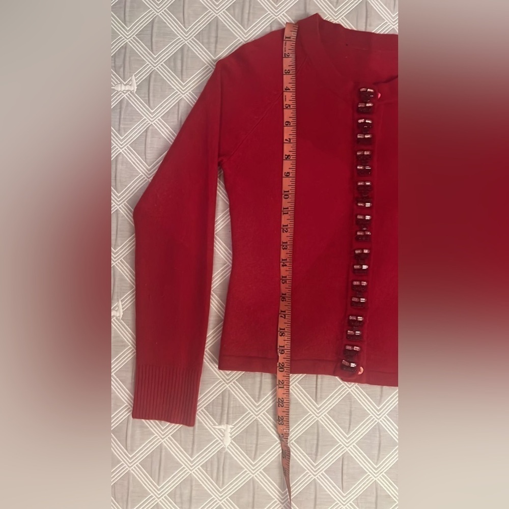Cozy Red Cardigan button details holiday ready Christmas winter - Picture 4 of 10